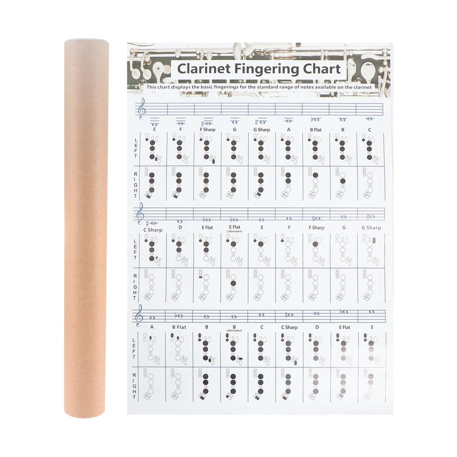 1pc Clarinet Finger Guide Chart Useful Clarinet Chord Chart for Clarinet Beginners