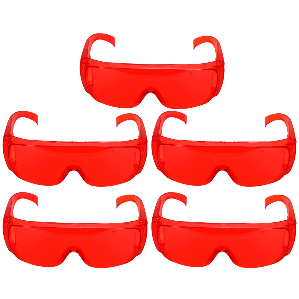 1 Set/5pcs Multifunctional Protective Glasses Colorful Shutters Glasses Windproof Goggles Applied Dustproof Protective Glasses Portable Anti-Fog Goggles (Transparent Red)