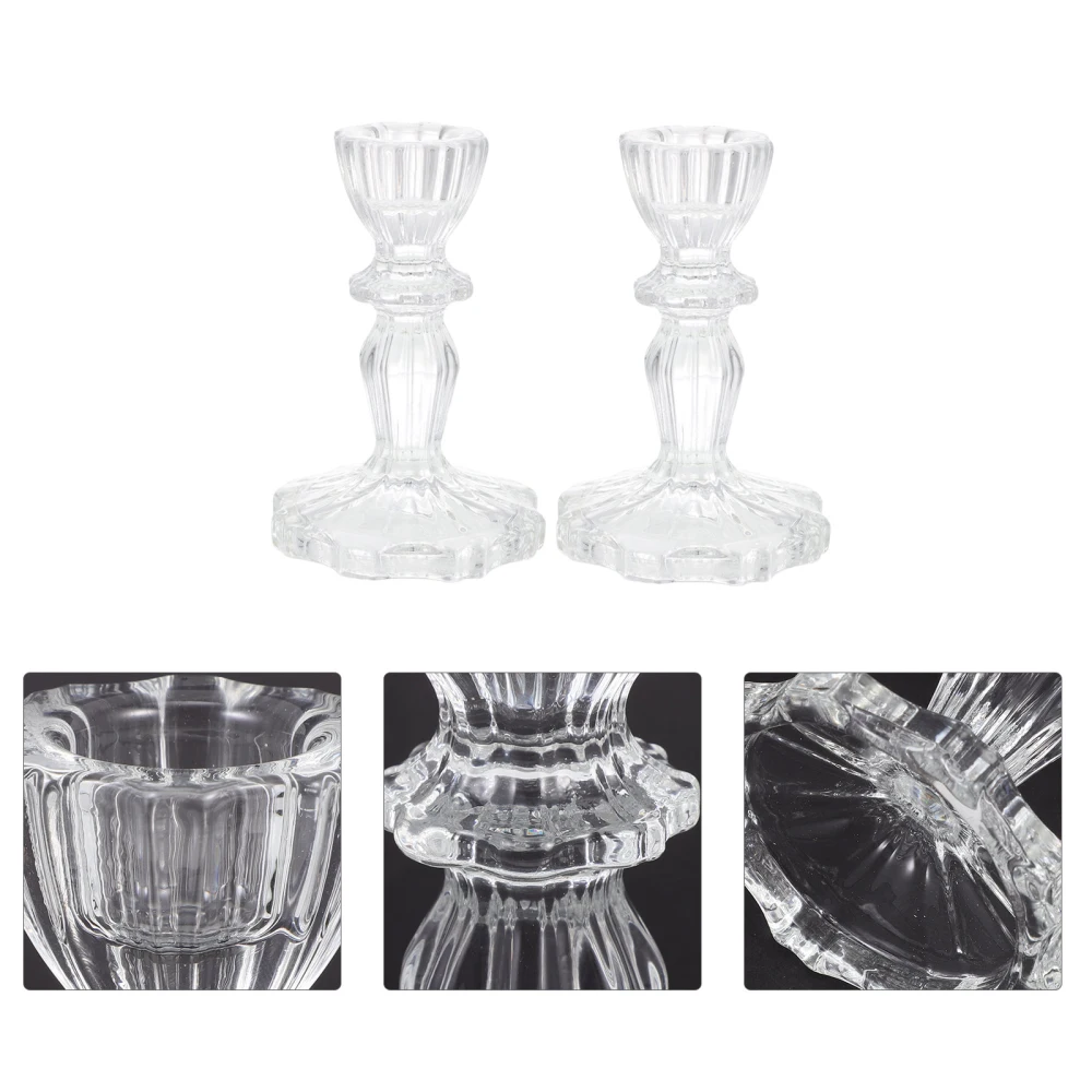 2pcs Glass Candlestick Glass Tall Candle Holder for Wedding Festival Party