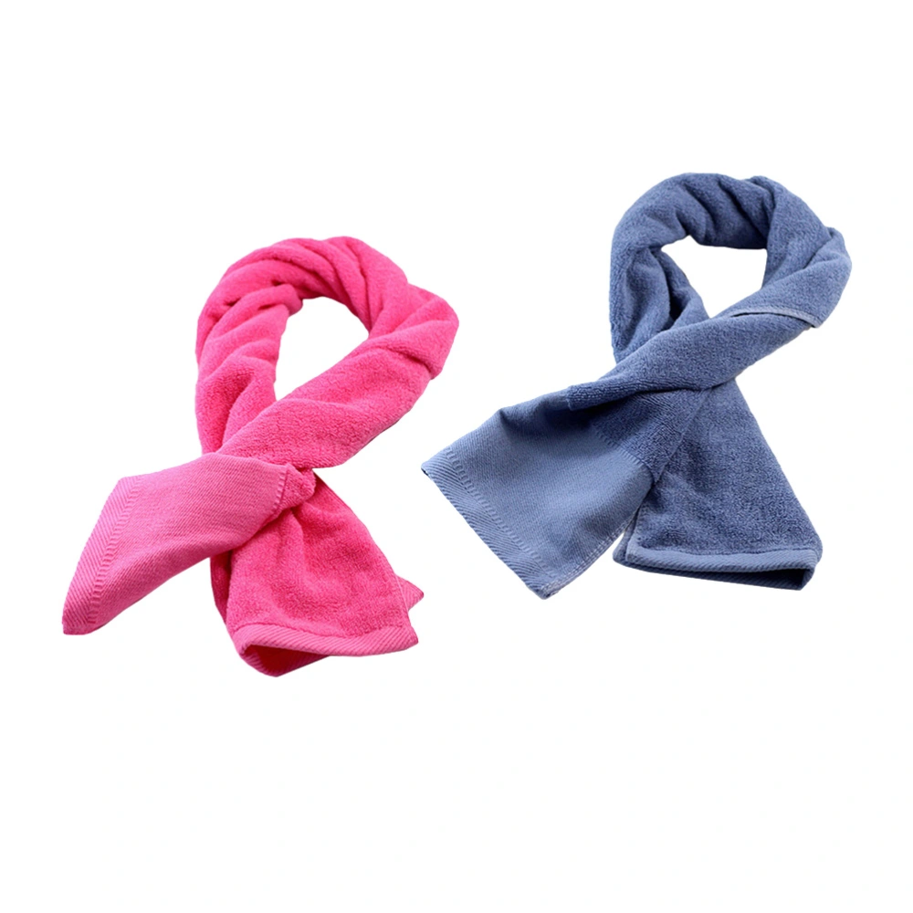 2pcs Outdoor Sports Towel Fitness Room Sports Towel Lengthen Bathroom Towel Cotton Towel for Outdoor Home (Grey + Pink)