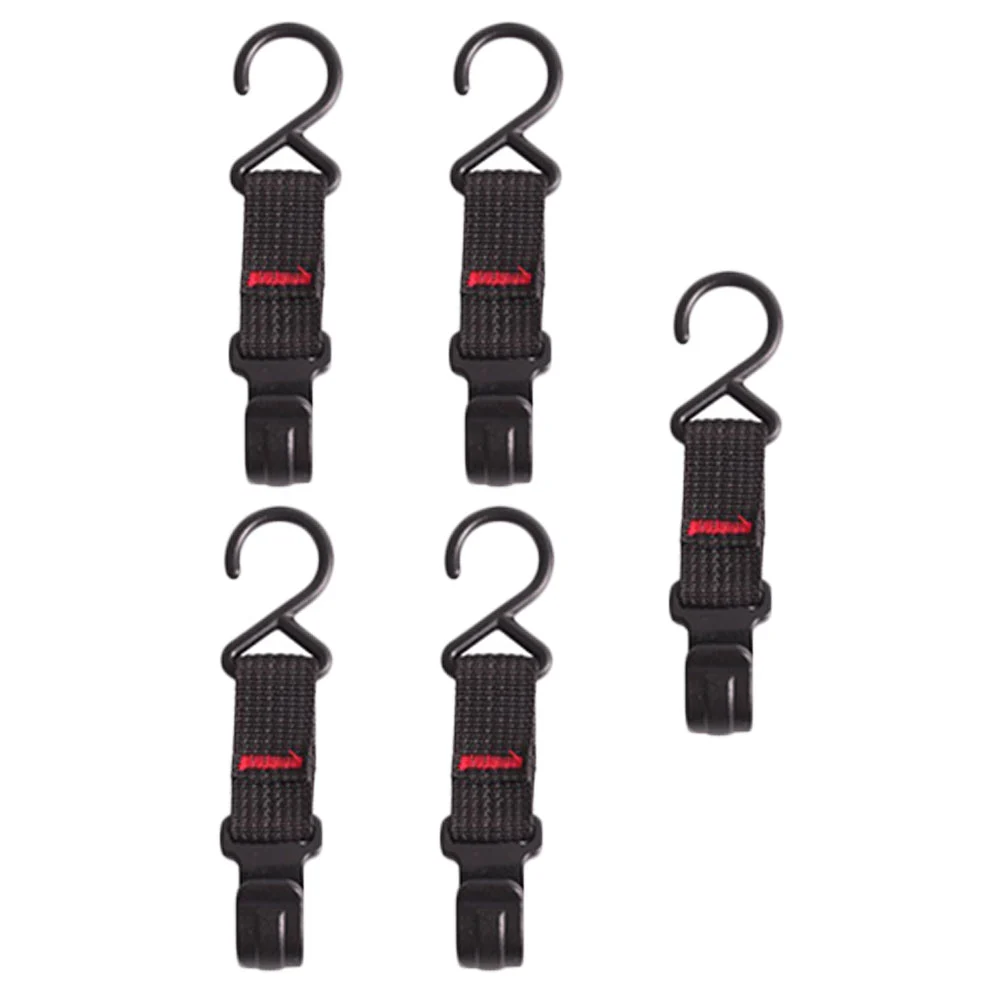 5Pcs Outdoor Camping Tent Pole Hooks S-shaped Storage Rack Hooks (Black)