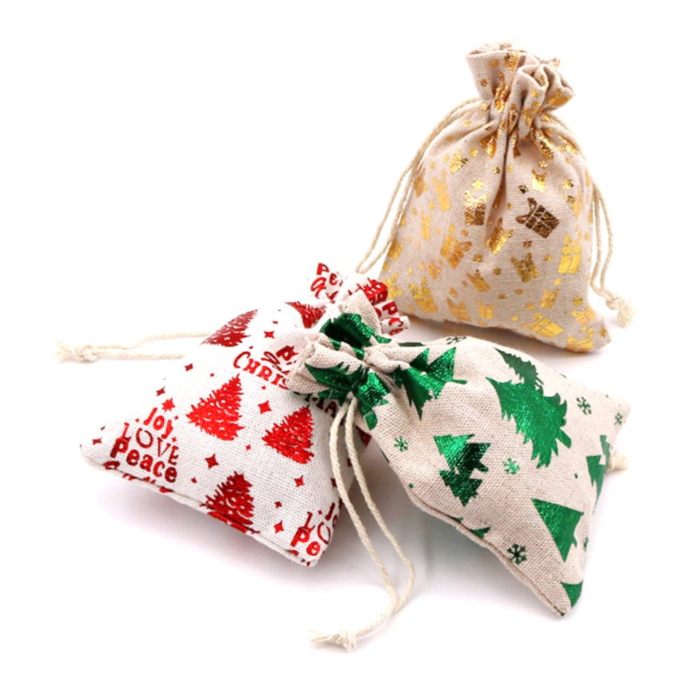 1 Set Christmas Drawstring Bag Calendar Gift Bag Cotton Bag Hanging Ornament