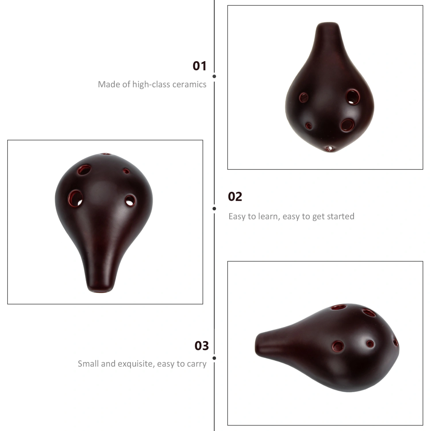 1 Set Exquisite Ceramic Ocarina Children 6-hole Ocarina Portable Ocarina