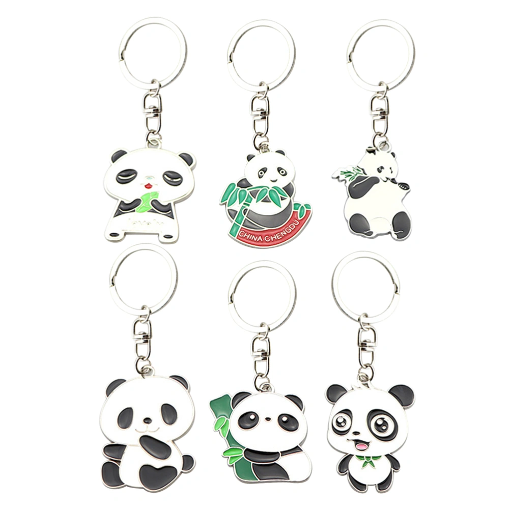 1 Set 6pcs Panda Shape Key Pendant Key Chain Key Holder for Friends Family (Random Style)