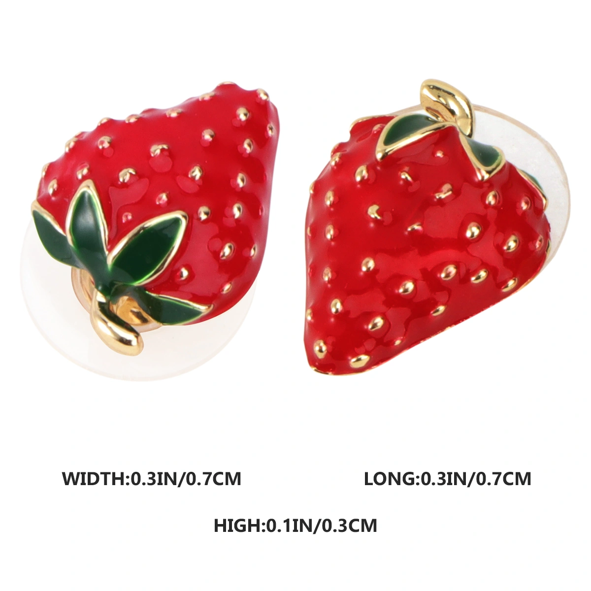 2pcs Women Cubic Zircon Stud Earrings in Strawberry Setting for Wedding Bridal Jewelry (Red, Random Style)