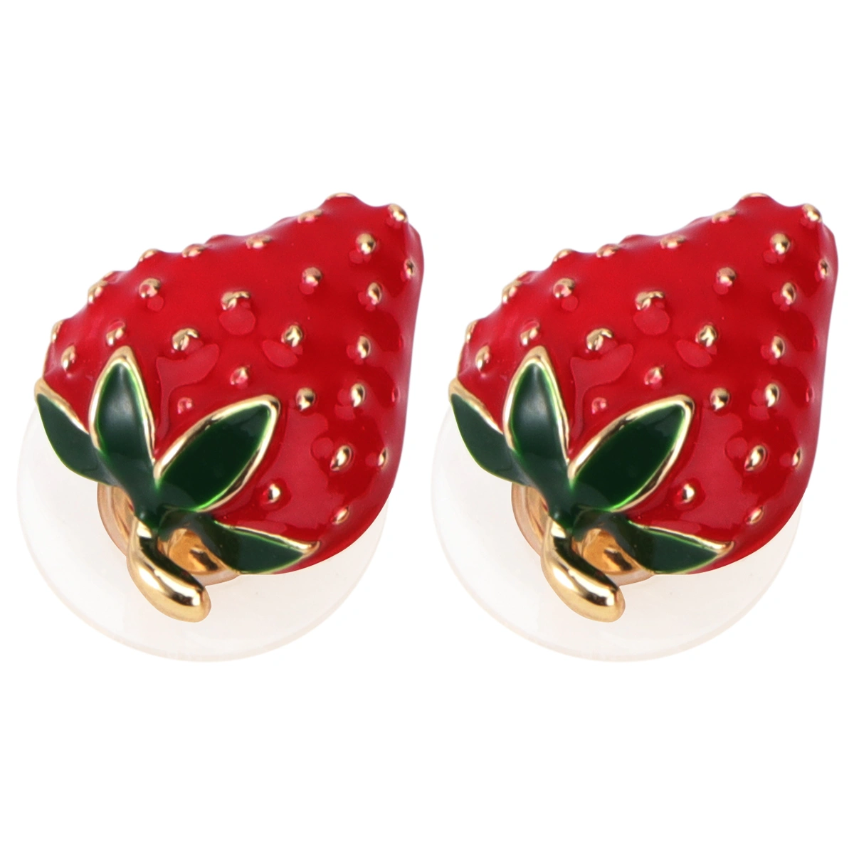 2pcs Women Cubic Zircon Stud Earrings in Strawberry Setting for Wedding Bridal Jewelry (Red, Random Style)