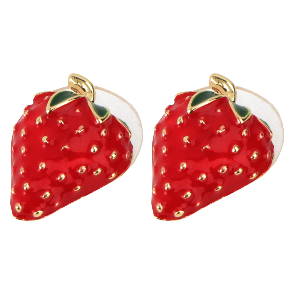 2pcs Women Cubic Zircon Stud Earrings in Strawberry Setting for Wedding Bridal Jewelry (Red, Random Style)