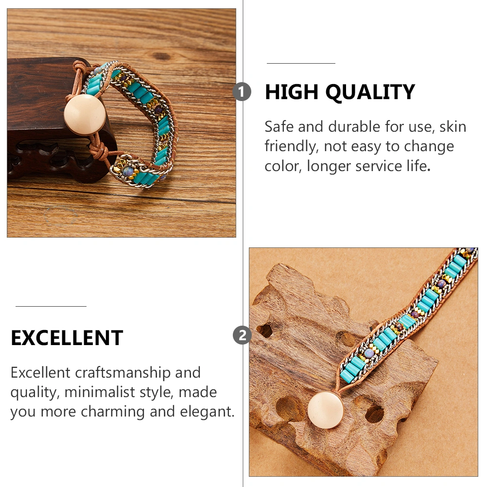 Ethnic Style Women Woven Natural Stone Bracelet Bangle Fashion Jewelry Gift