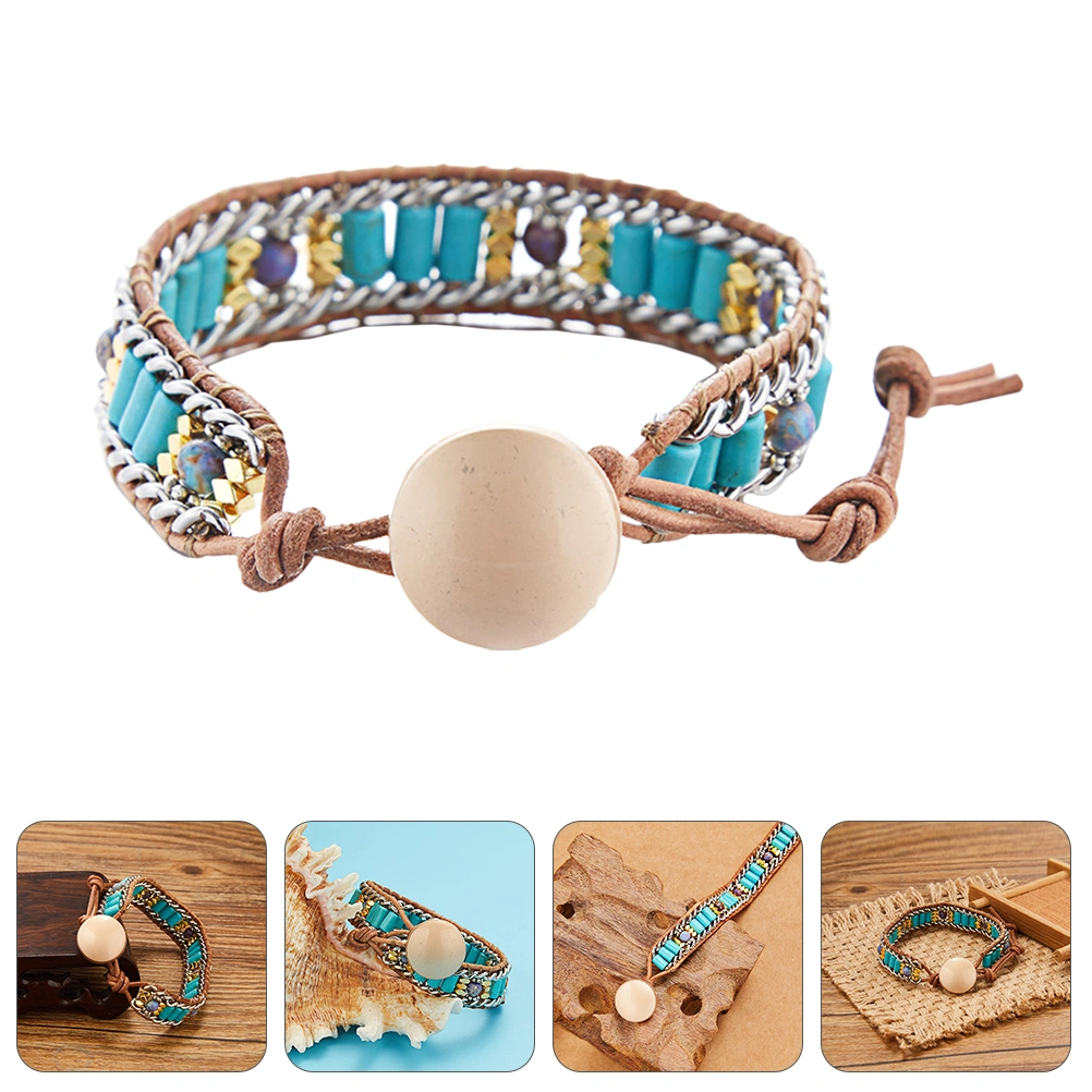 Ethnic Style Women Woven Natural Stone Bracelet Bangle Fashion Jewelry Gift
