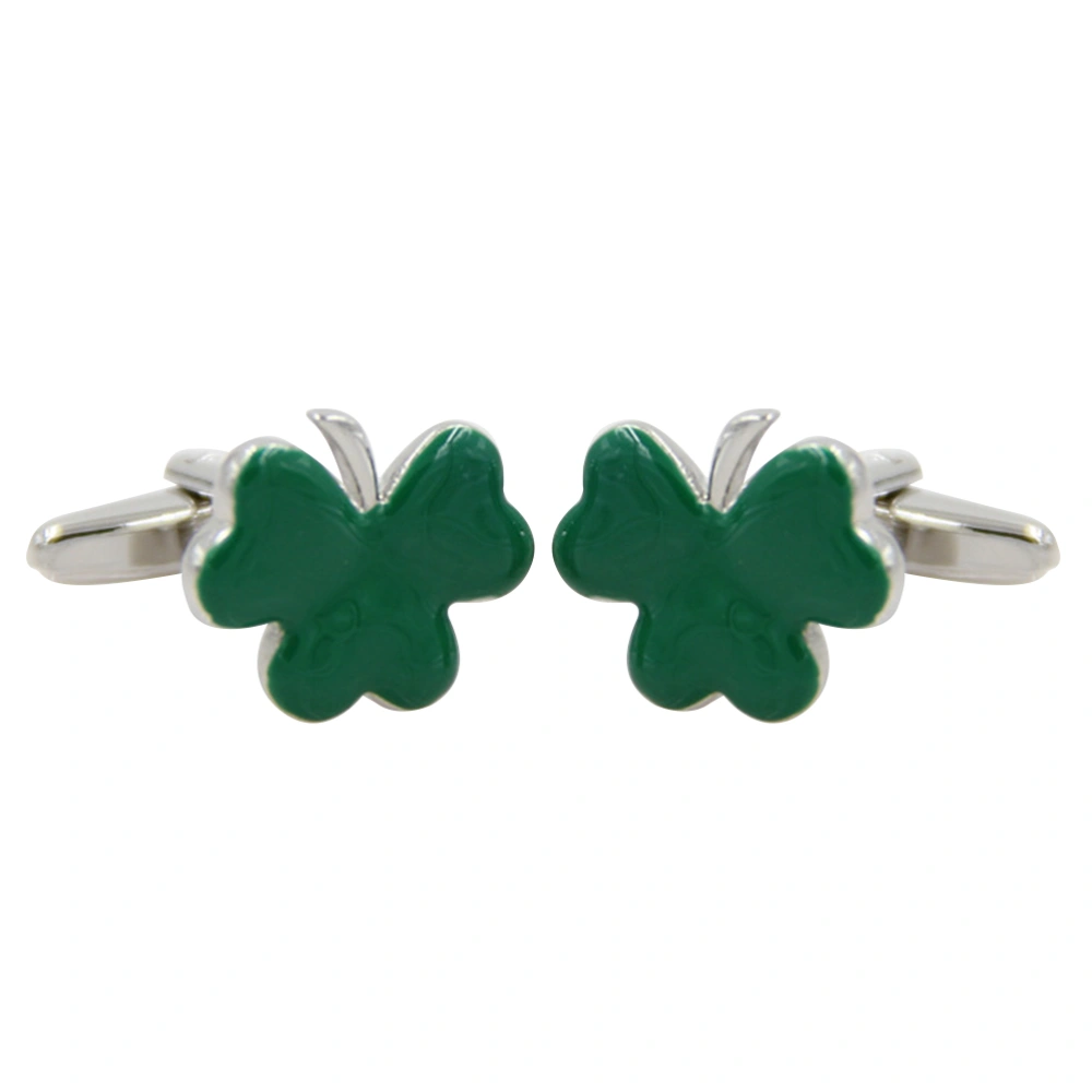 1 Pair St. Patrick's Day Clover Cufflinks Exquisite Shirt Sleeve Nail Decorative Sleeve Button for Clothes