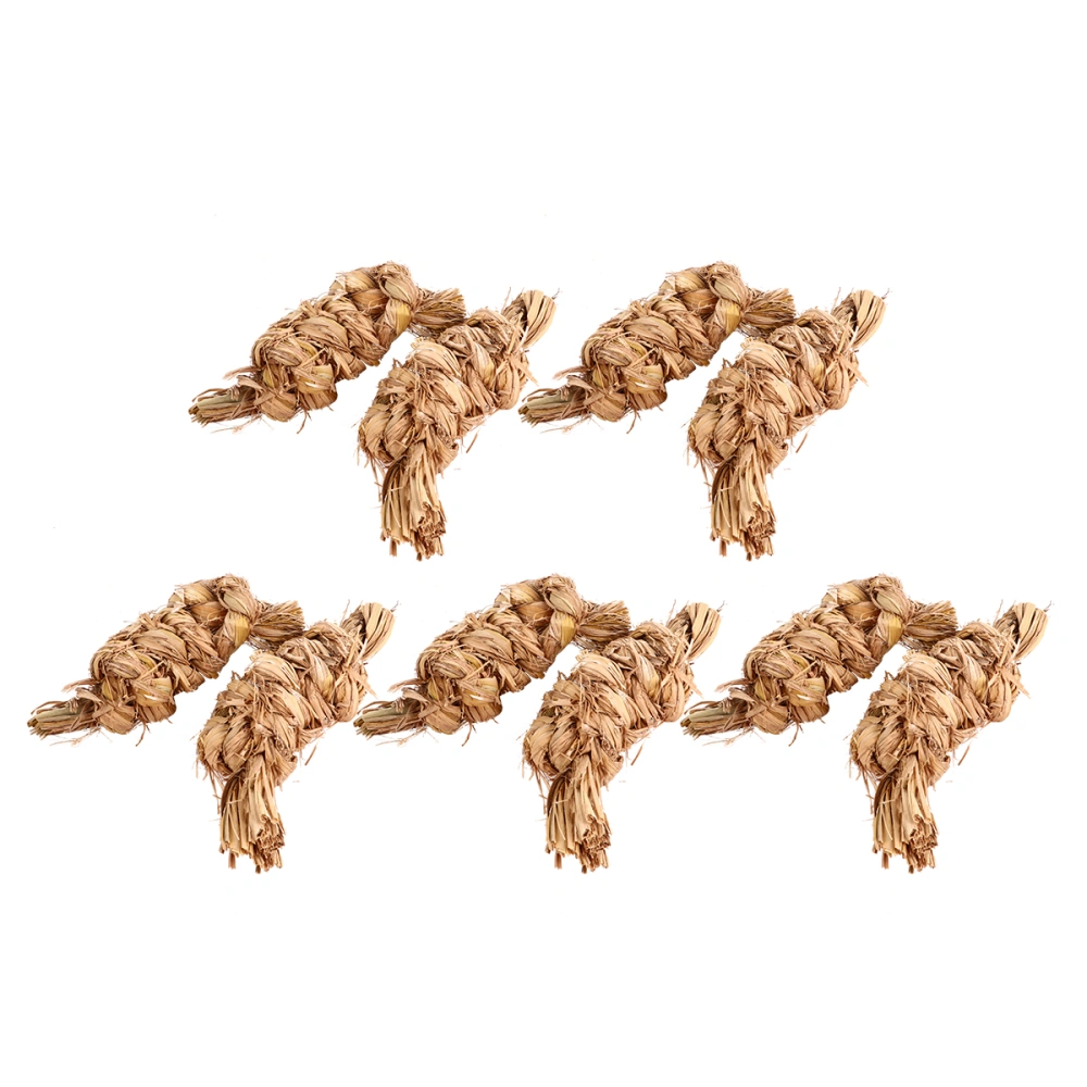 10pcs Hamster Straw Woven Chew Toy Bite Funny Straw Rope Toy Pet Supplies