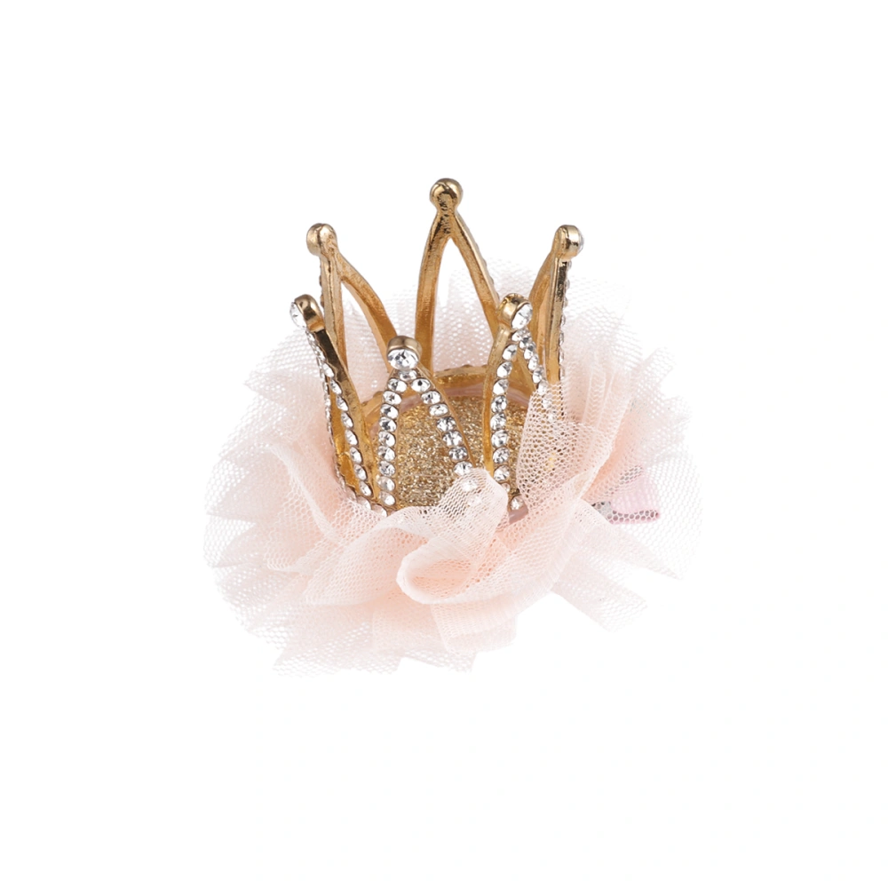 1pc Kids Crown Hair Clip Rhinestone Bobby Adorable Bang Clips Hair Accessories for Children Flesh Pink