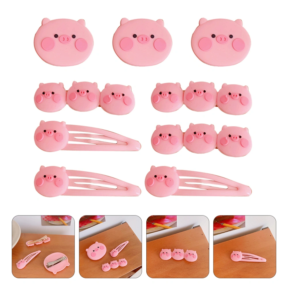 9pcs Lovely Pig Hairpins Pretty Cartoon Hairpins Creative Cartoon Pig Hairpins