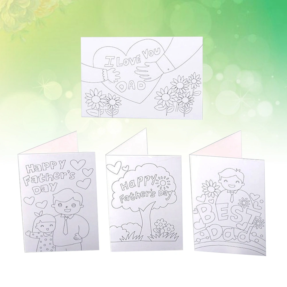 4pcs DIY Kids Greeting Graffiti Postcard Color Filling Message Cards Gift for Father