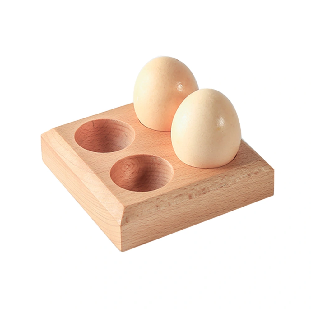 4 Grid Wooden Egg Tray Practical Eggs Storage Rack Convenient Eggs Storage Container for Home Kitchen