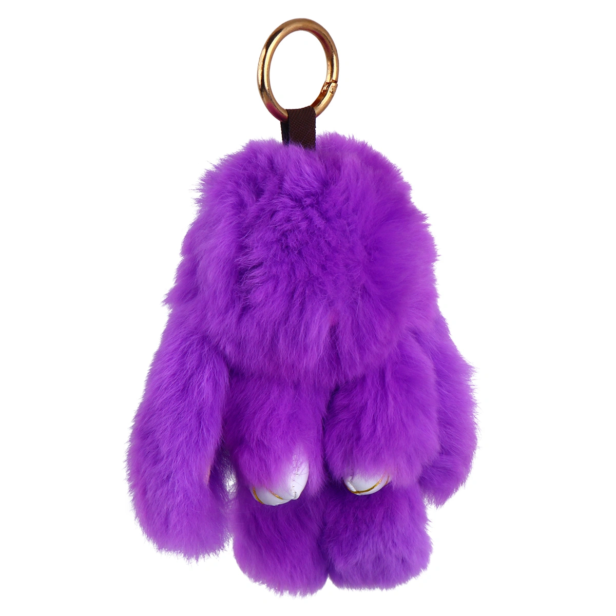 Plush Bunny Pendant Lovely Rabbit Keyring Fluffy Keychain Bag Decoration Gift for Women (Taro Color)