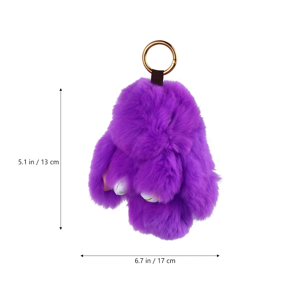 Plush Bunny Pendant Lovely Rabbit Keyring Fluffy Keychain Bag Decoration Gift for Women (Taro Color)