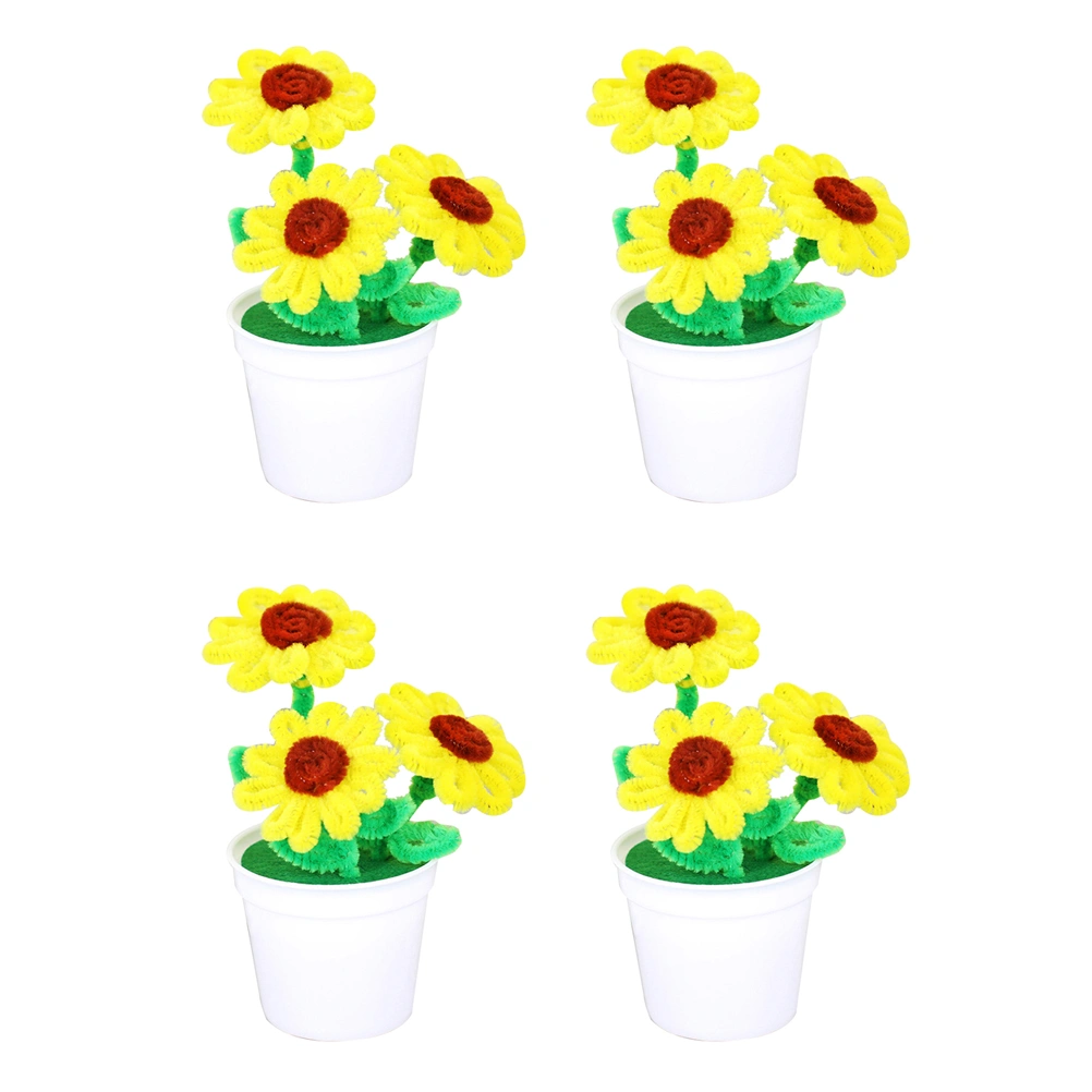 4pcs Kindergarten Handmade Small Potted Plant Kit DIY Flower Material Educational Toy (Sunflower)