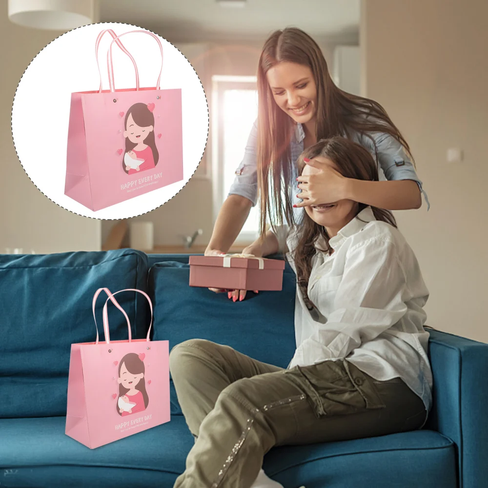 5pcs Mother's Day Paper Gift Bags Goody Gift Bags with Handles Paper Tote Bags