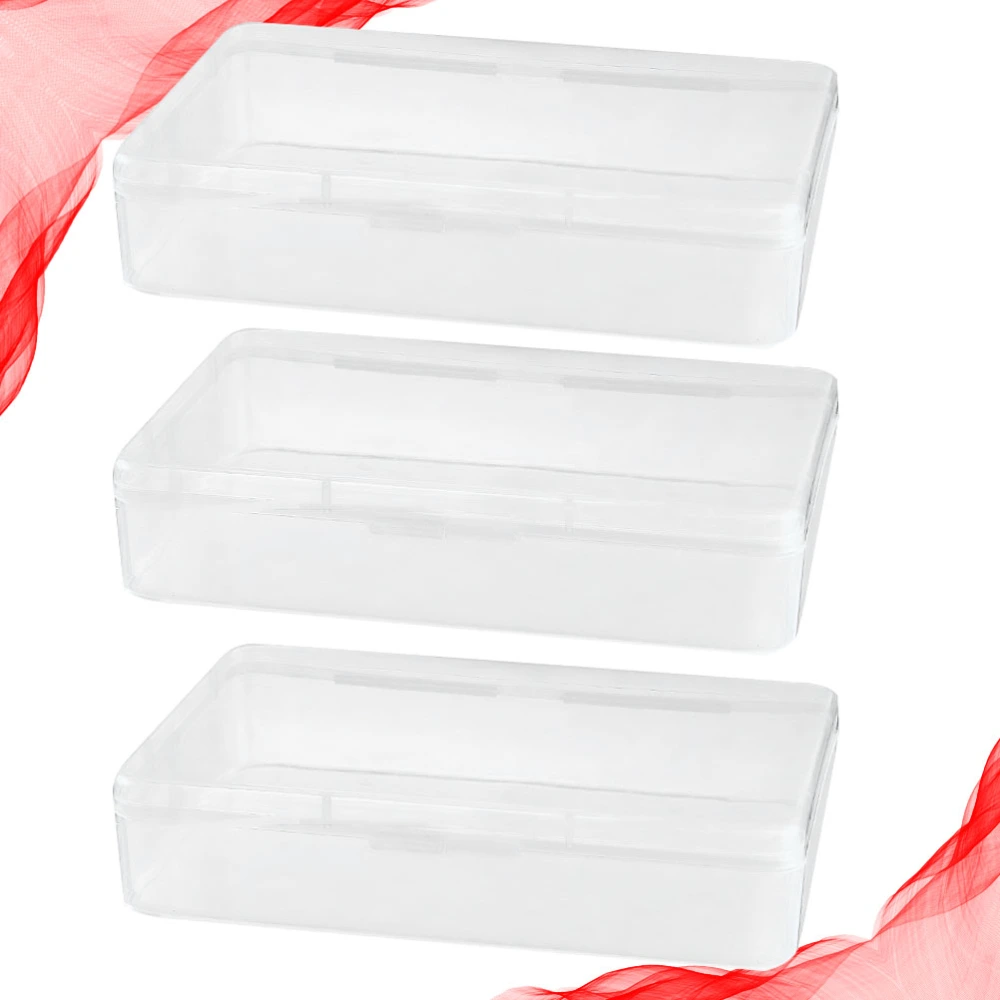 3Pcs Dustptoof Mask Container Box Transparent Mask Storage Box Plastic Musk Storing Box for Home (White)