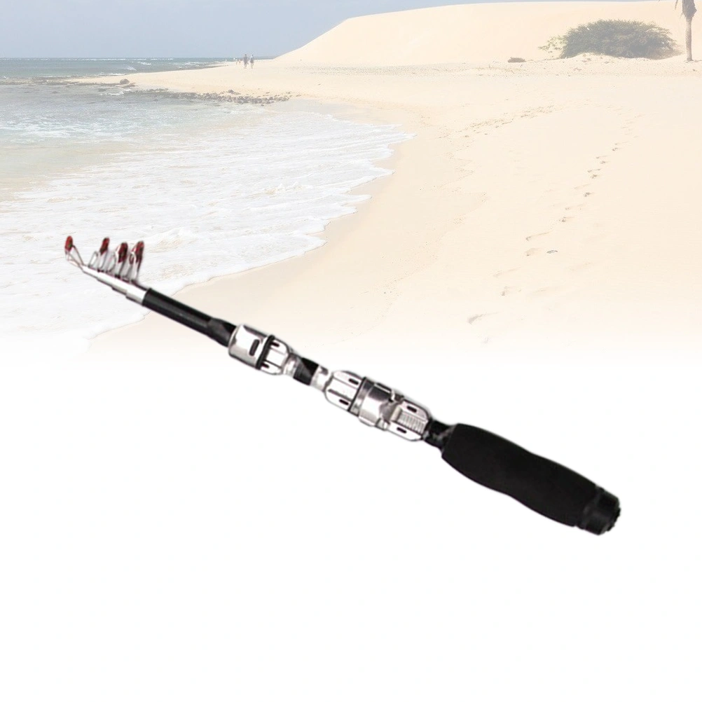 1m Sea Fishing Rod Mini Telescopic Fishing Rod Pole Fishing Tackle Tools (Black)