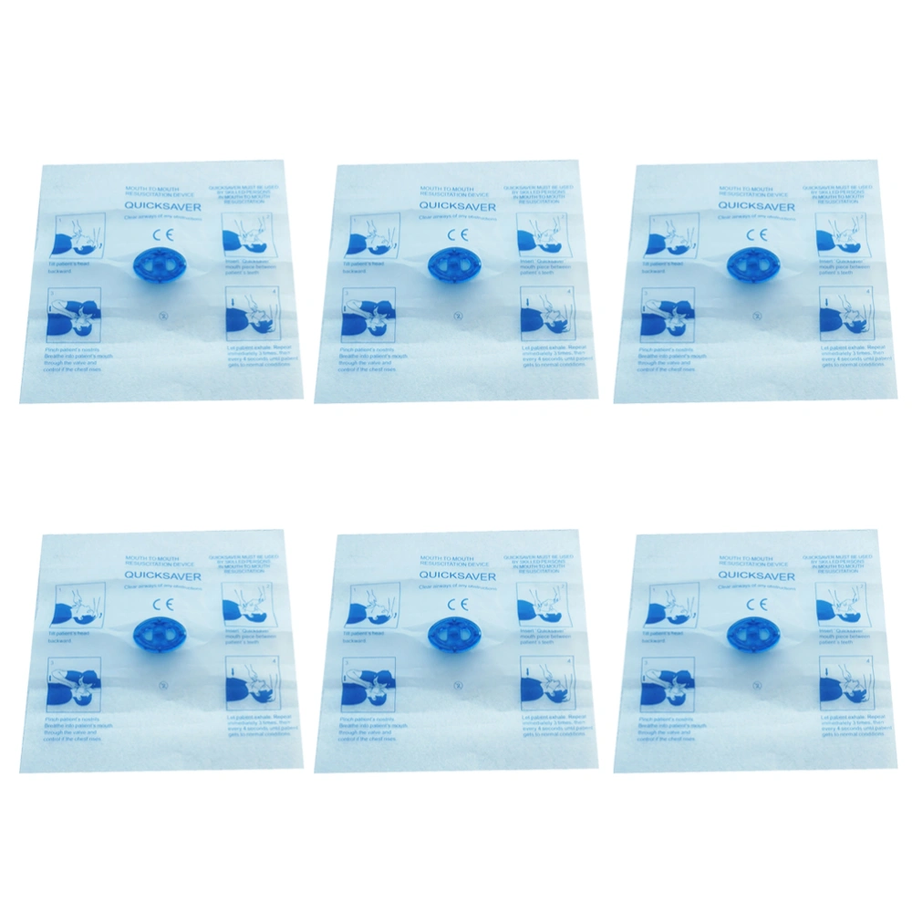 6pcs of One Bag Disposable CPR Mask Resuscitation Face Mask Emergency CPR Mask Breathing Isolation Mask