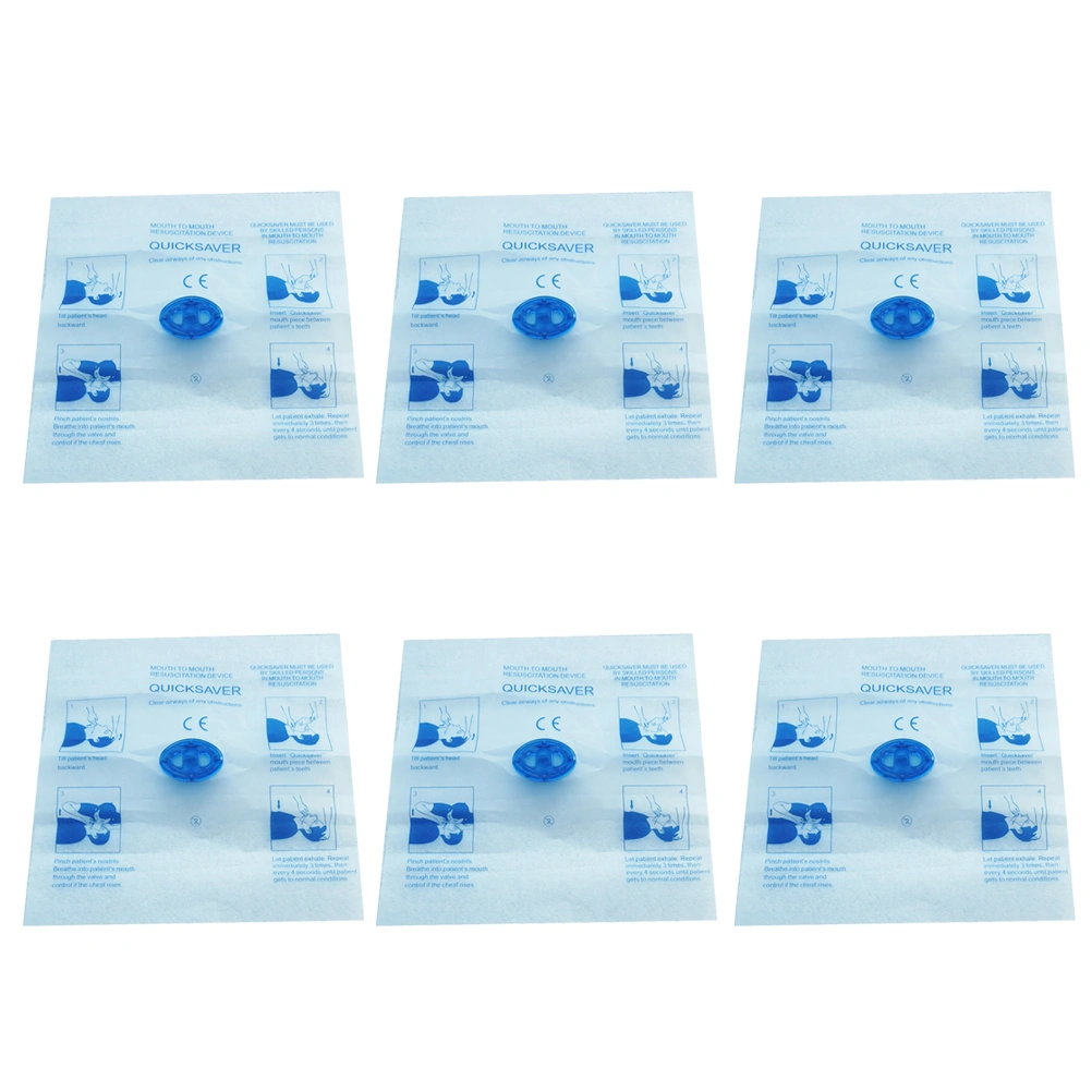 6pcs of One Bag Disposable CPR Mask Resuscitation Face Mask Emergency CPR Mask Breathing Isolation Mask