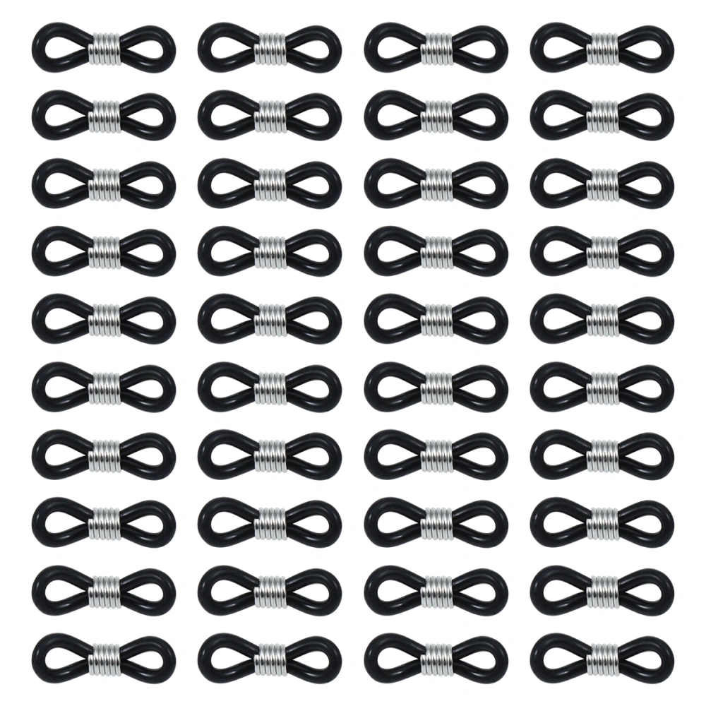 100pcs DIY Silicone Glasses Chain Fixing Ring Spring Buckle Adjustable Non-slip Ring Eyeglasses Accessories (Black)