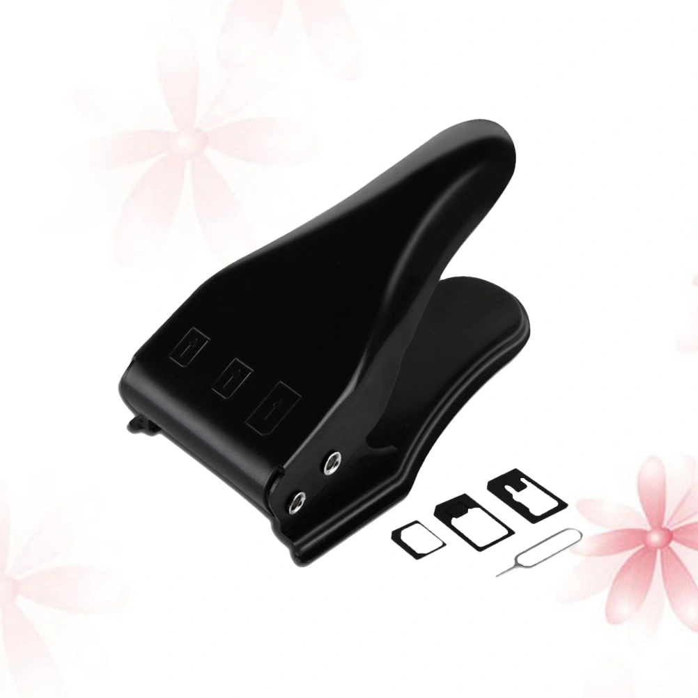 Universal 3-in-1 Sim Cutter with Nano-Micro Nano-Standard Micro-Standard Sim Adapters for iPhone LG Pixel and Other Smartphones (Black)