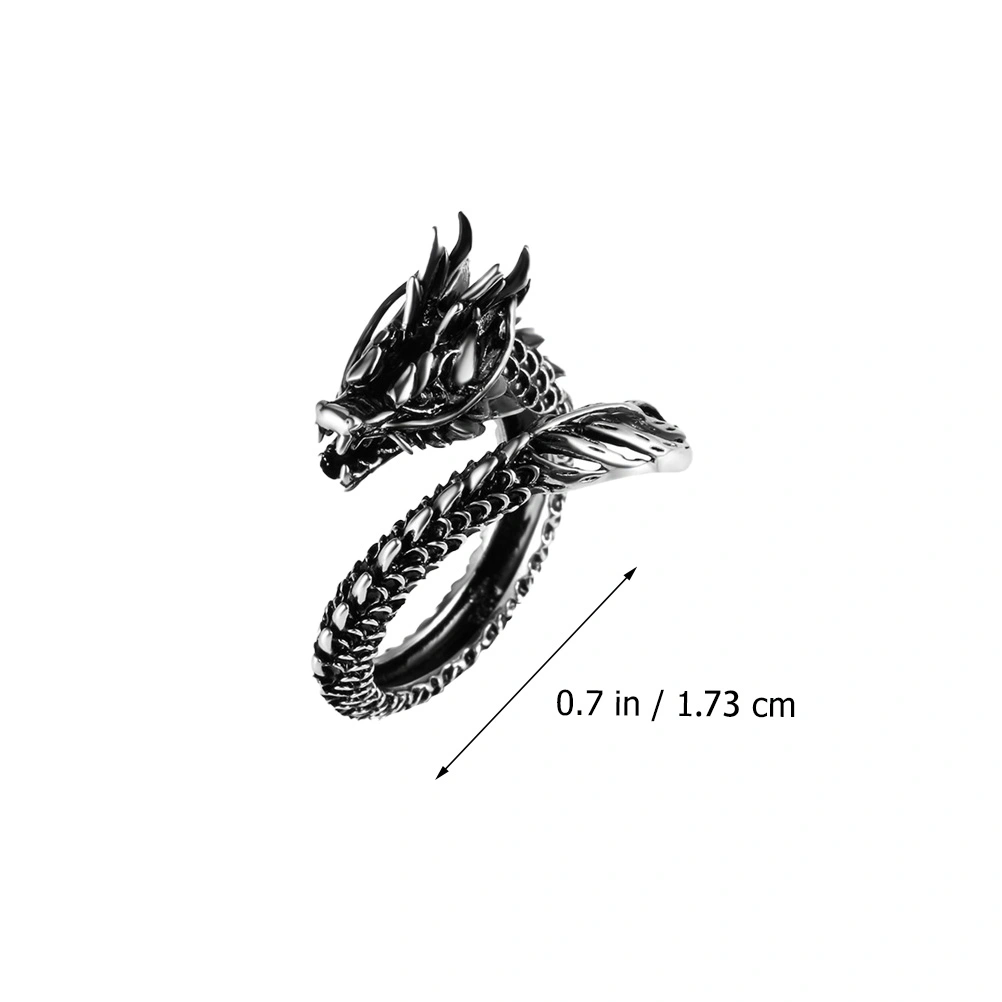 1Pc Retro Man Ring Dragon Shaped Opening Ring Ethnic Style Hand Decoration