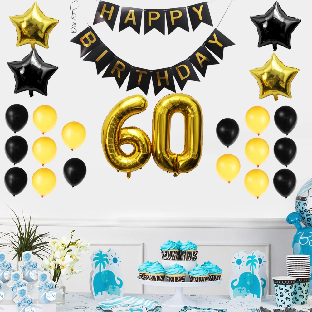 23pcs 60th Birthday Banner and Balloons Birthday Party Decorations  Party Supplies