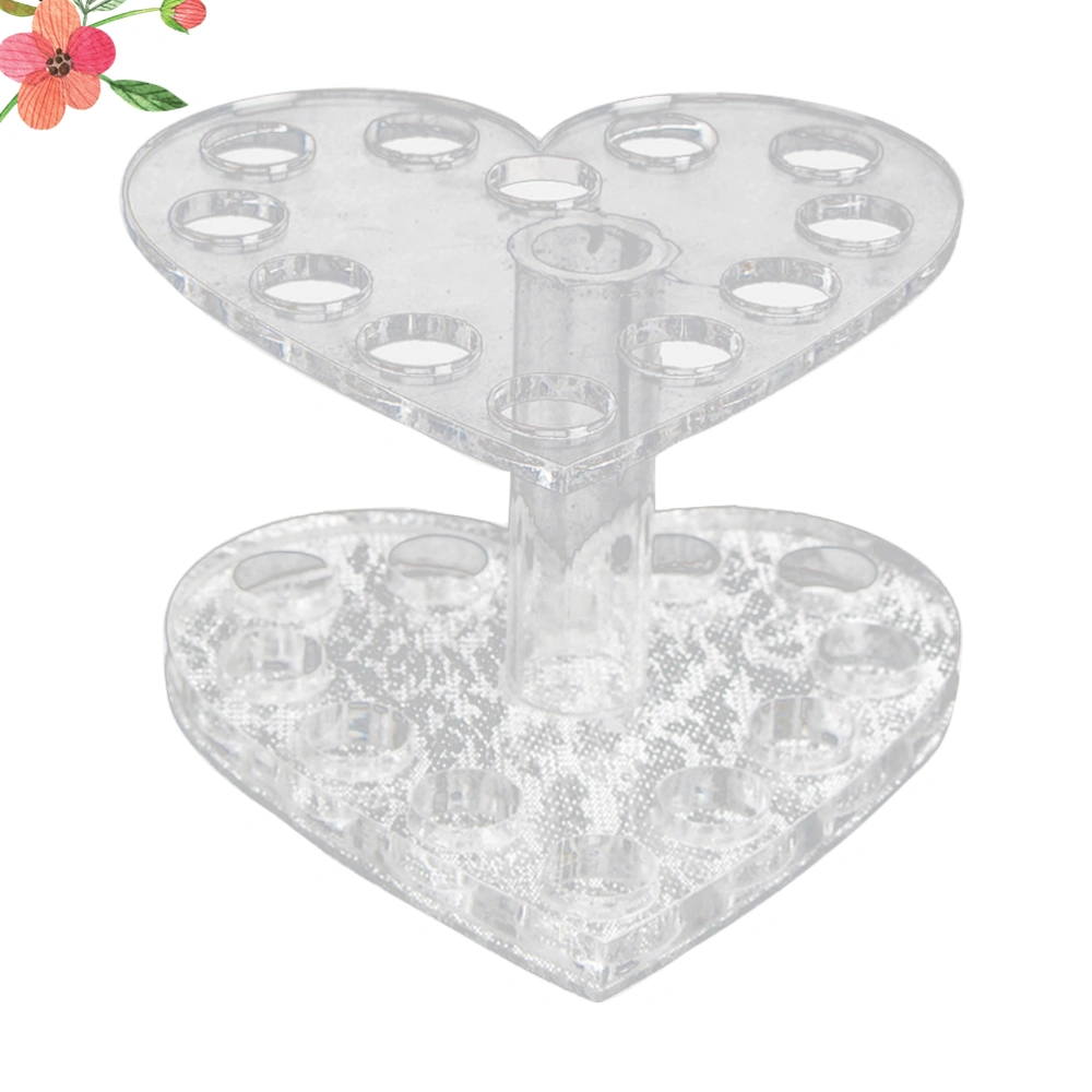 1Pc Heart Sahped Nail Art Pen Holder Nail Art Tools UV Gel Brush Polish Pen Rest Holders Stands (Silver Transparent)