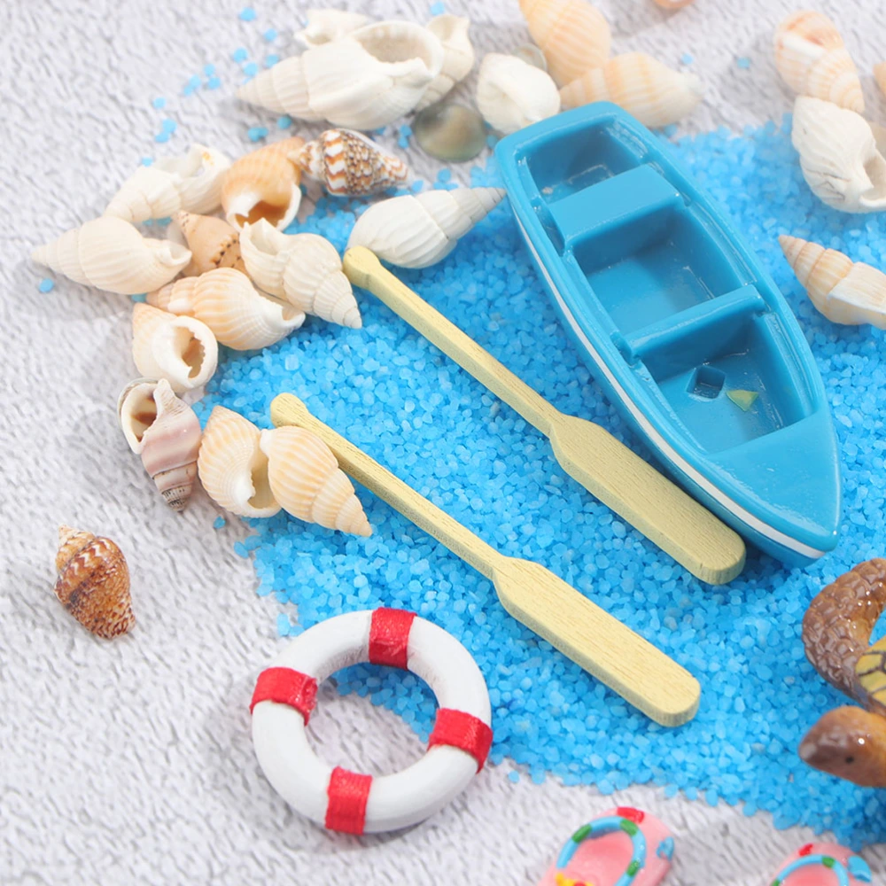 12pcs Microlandscape Beach Decoration Shell Boat Lifebuoy Set Mini House Props