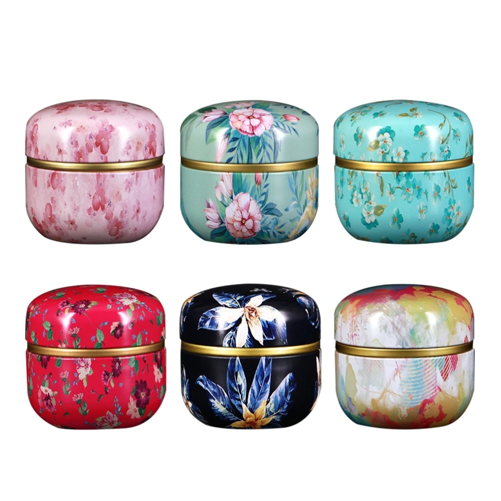 6pcs Creative Tea Box Storage Jar Metal Sealing Round Box Mini Portable Tea Can Delicate Travel Iron Tea Case