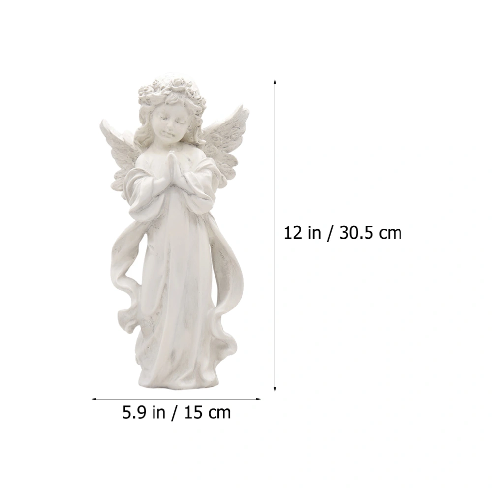 1Pc Angel Girl Figurine Lovely Praying Angel Shape Resin Ornament Photography Prop