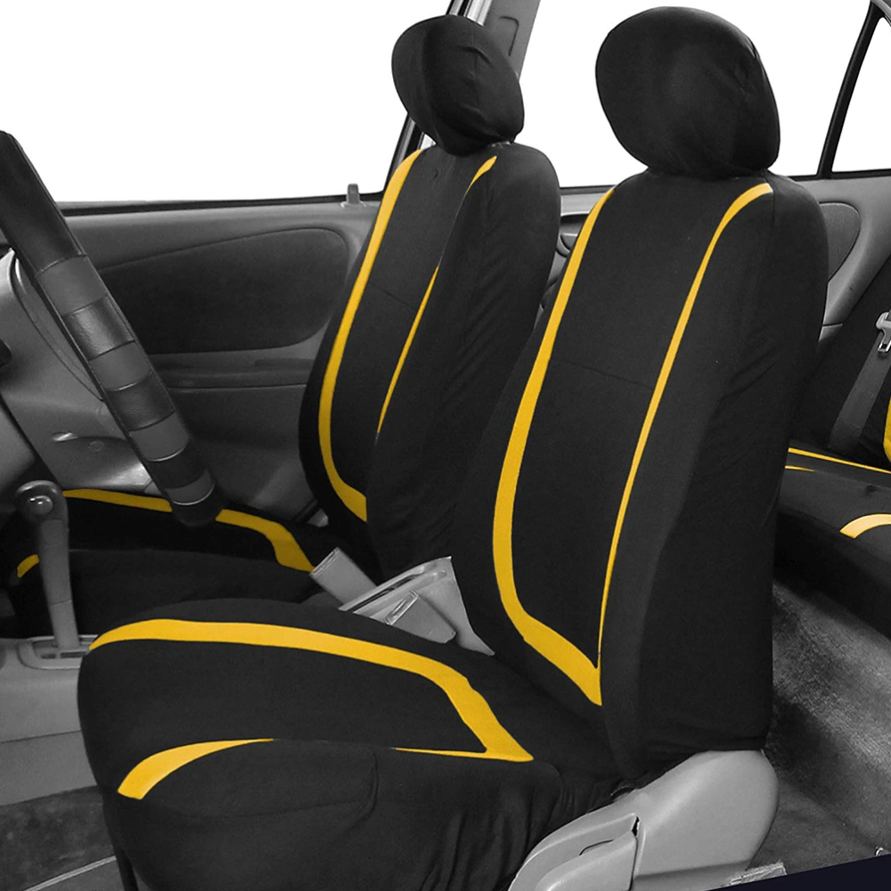 9 Pcs Car Seat Cover Universal Auto Seat Cover Thicken Wear Resistant Car Seat Protector Mat Car Interior Accessory (Yellow)