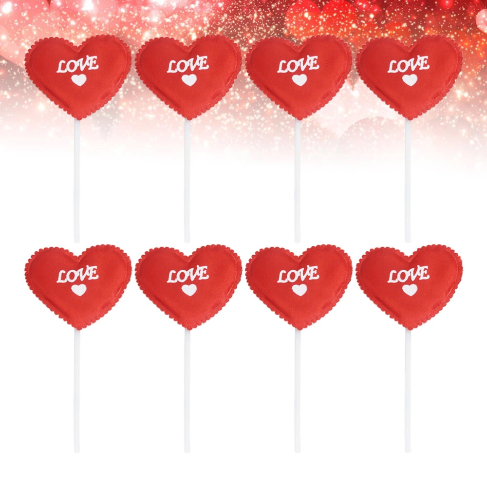 24PCS Fashion Heart Shape Cake Toppers LOVE Cake Ornaments Romantic Valentine's Day Cake Picks for Wedding Party Decoration