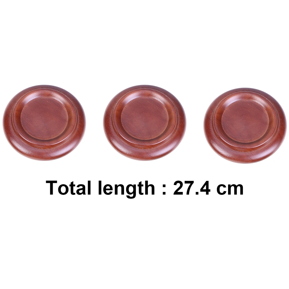 3pcs Solid Wood Grand Piano Caster Cups Non-slip Anti-noise Piano Mats Floor Protector - Size L (Brown)