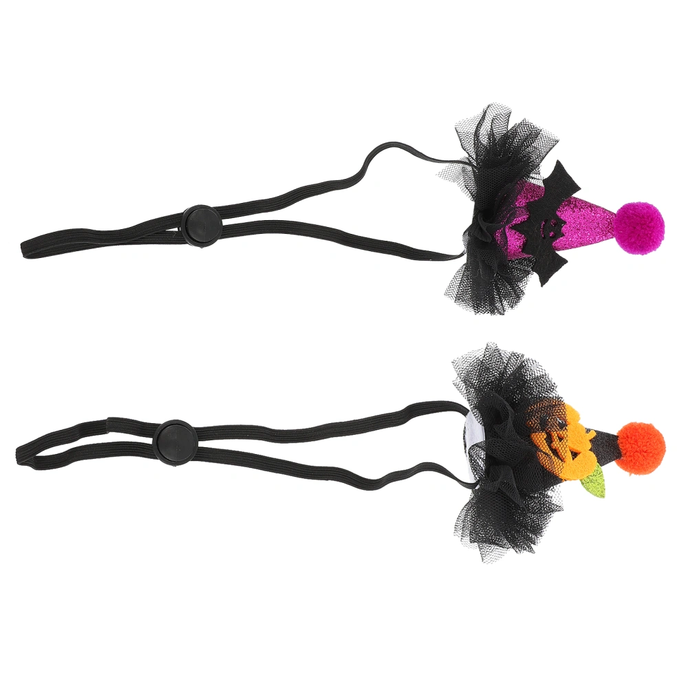 2pcs Halloween Pet Hat Pumpkin Party Hat Dog Witch Hat Cat Decorative Headgear