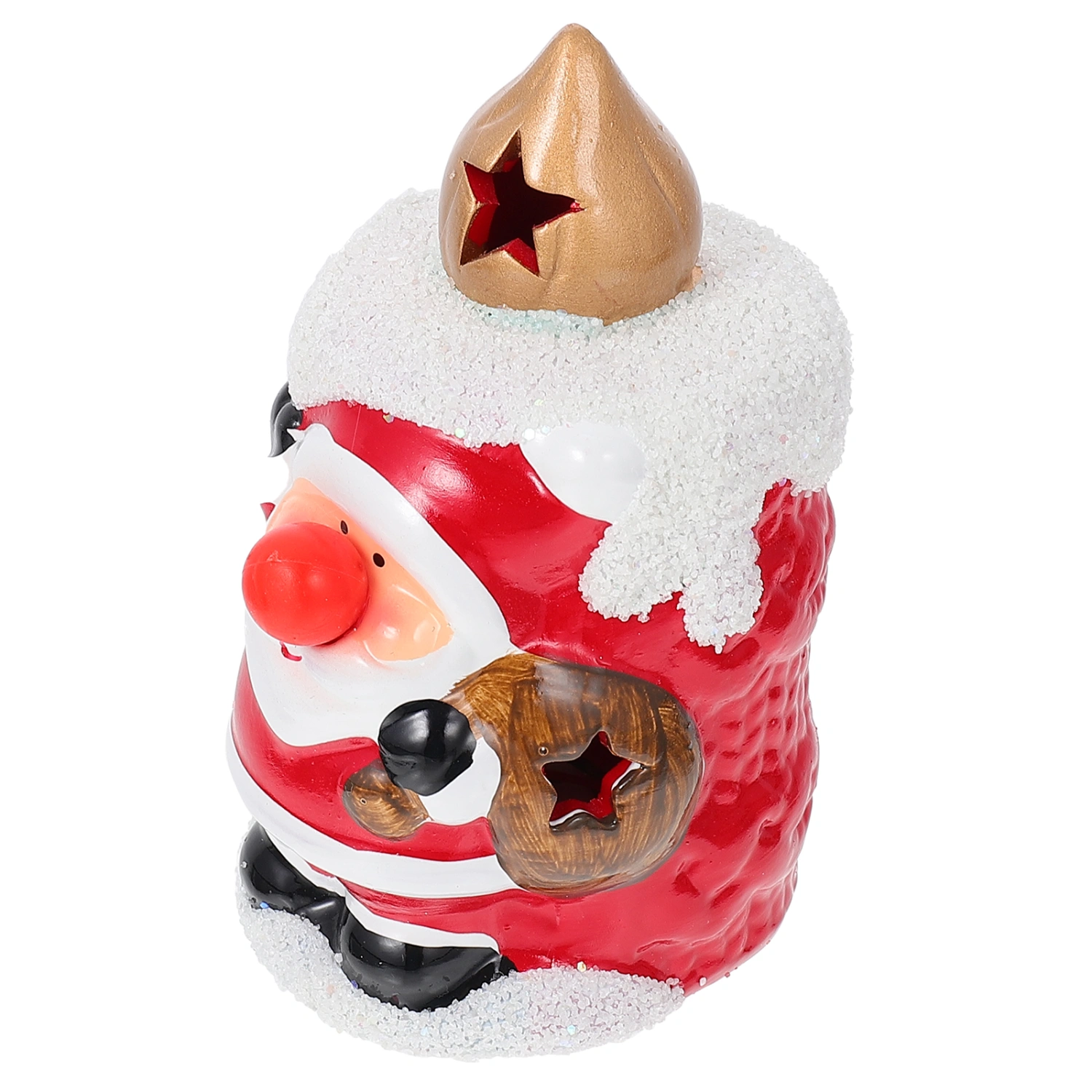 1Pc Christmas Themed Candle Light Lovely Desktop Ornament Chic Ceramic Artware