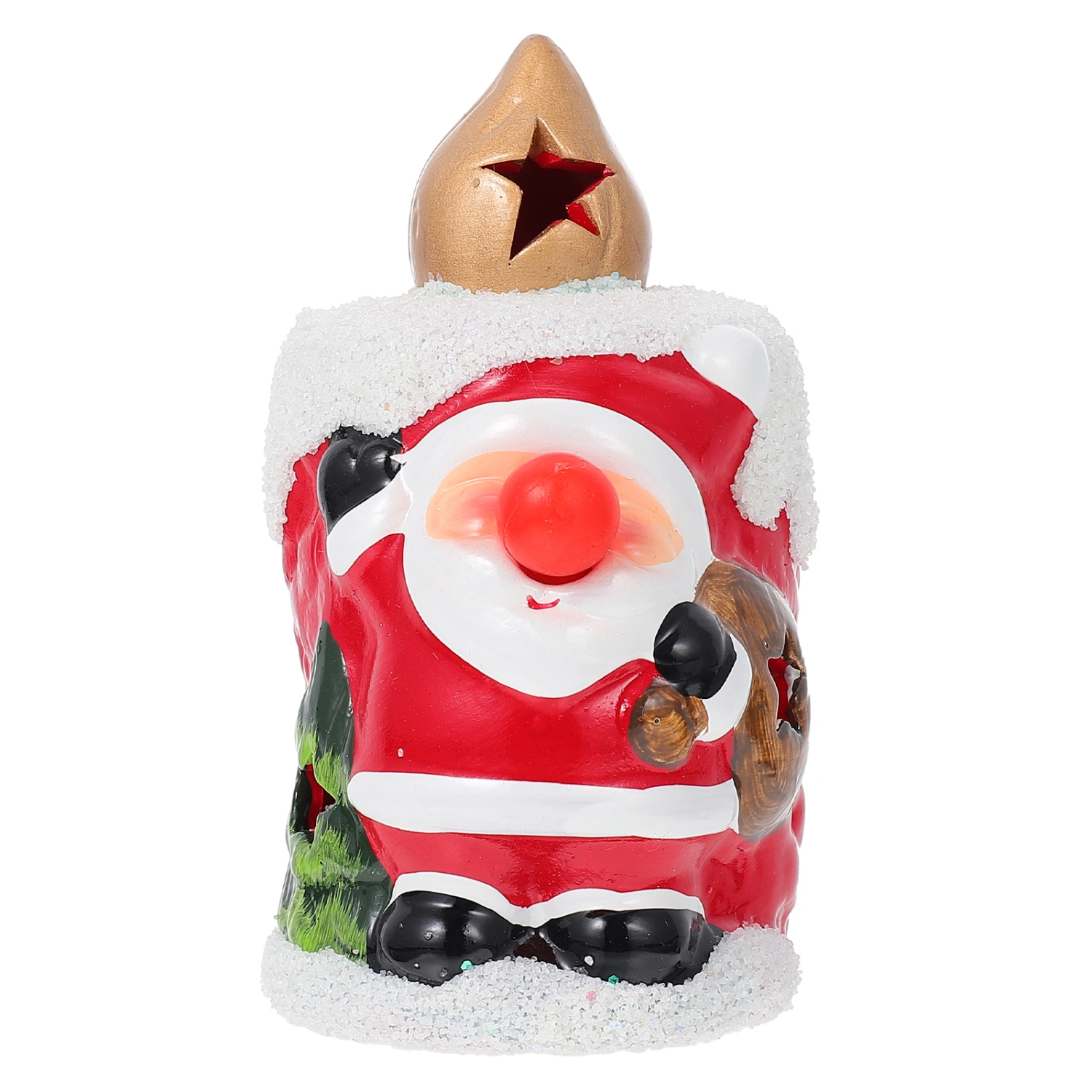 1Pc Christmas Themed Candle Light Lovely Desktop Ornament Chic Ceramic Artware
