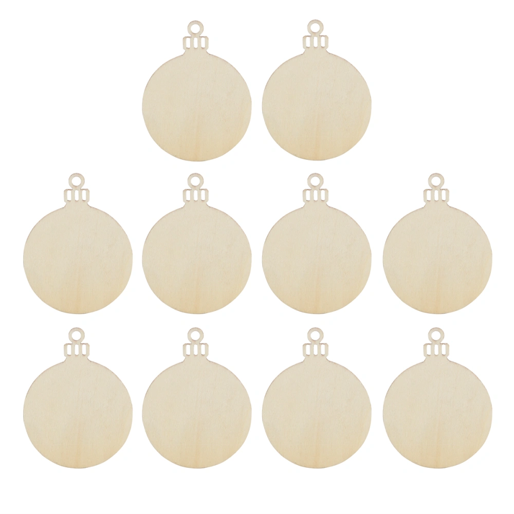 10pcs Wooden Round Bauble Hanging Christmas Tree Blank Decorations Gift Tag Shapes