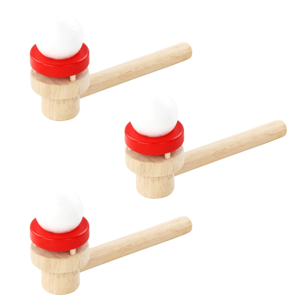 3Pcs Wooden and Plastic Floating Blowing Ball Toys Children Blow Ball Playthings