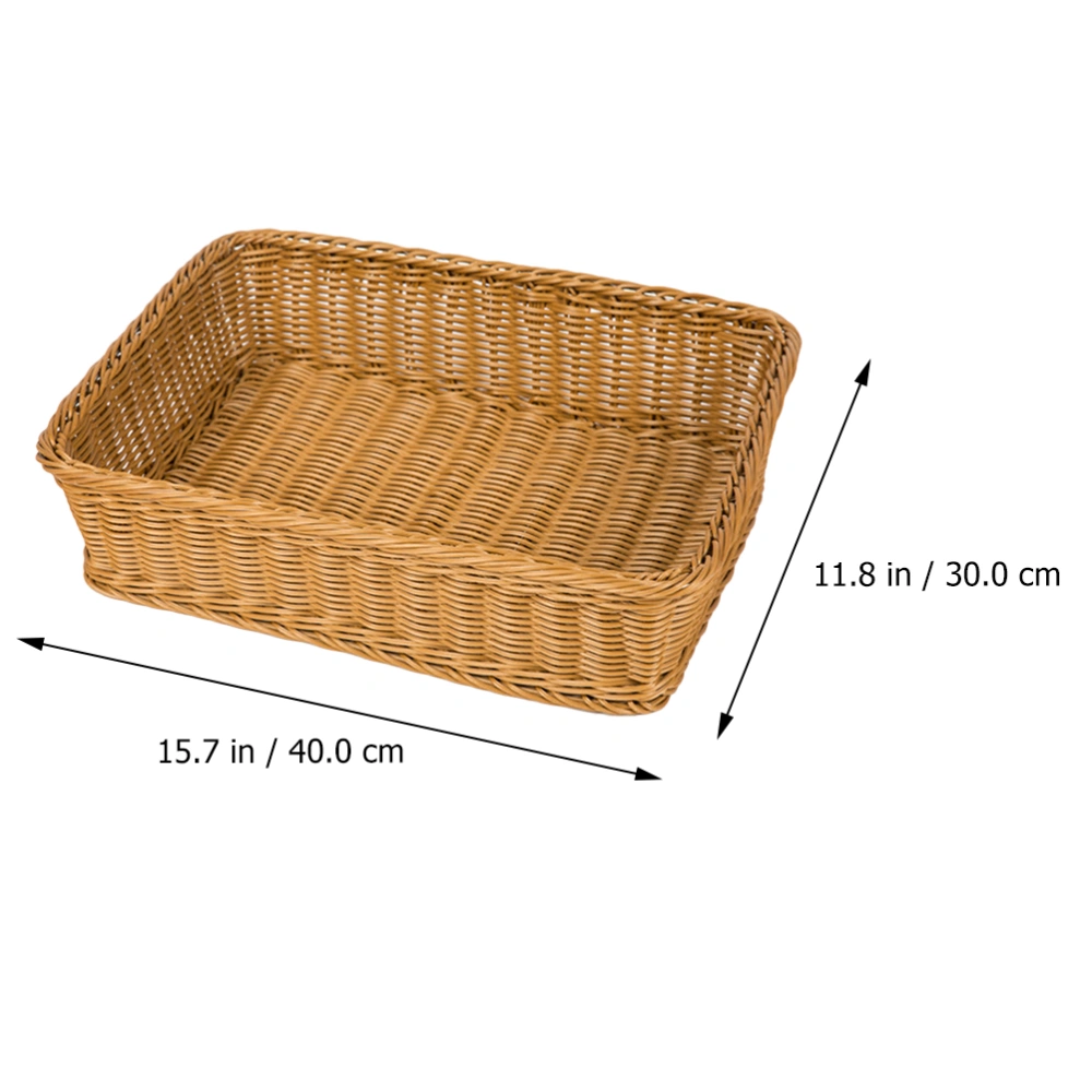 1pc Imitation Rattan Woven Basket Bread Basket Food Storage Basket for Bakery