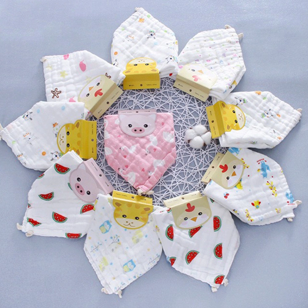 6pcs Absorb Water Cotton Bib Lovely Infant Bib Saliva Towel Lunch Feeding Bibs for Newborn Baby (Mixed Style)