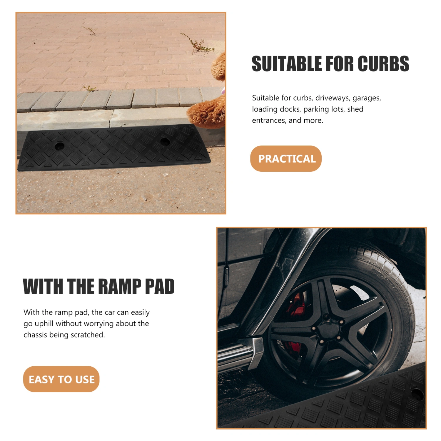 Rubber Curb Ramps Threshold Ramp Slope Ramp for Driveway Car Motorcycle Loading Dock
