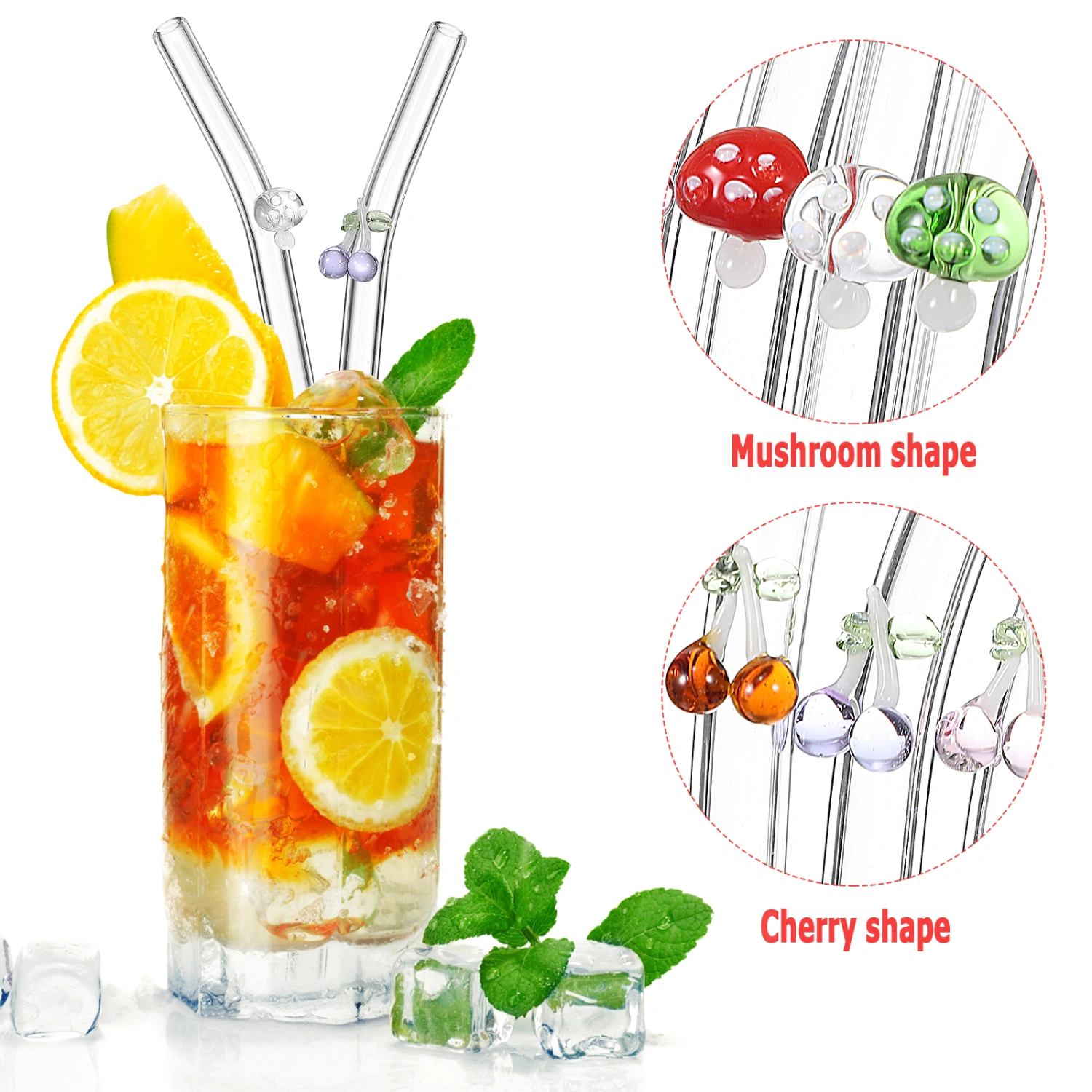 1 Set Reusable Glass Straws Household Glass Drinking Straws with Cleaning Brushes