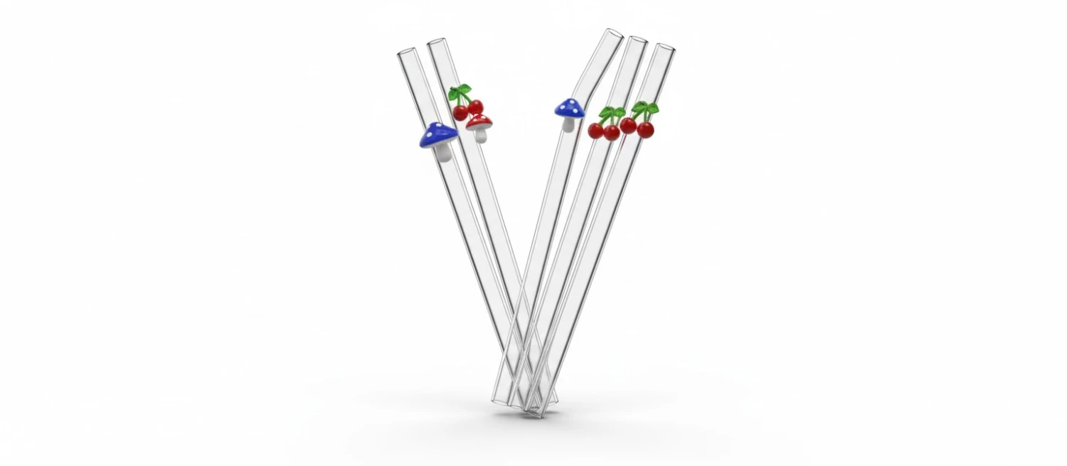 1 Set Reusable Glass Straws Household Glass Drinking Straws with Cleaning Brushes