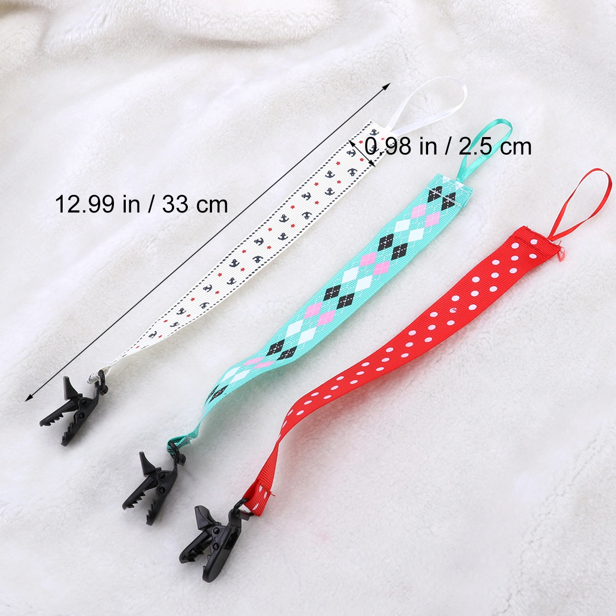 3Pcs Baby Infant Boy Girl Dummy Pacifier Soother Leash Strap Chain Clip Holder