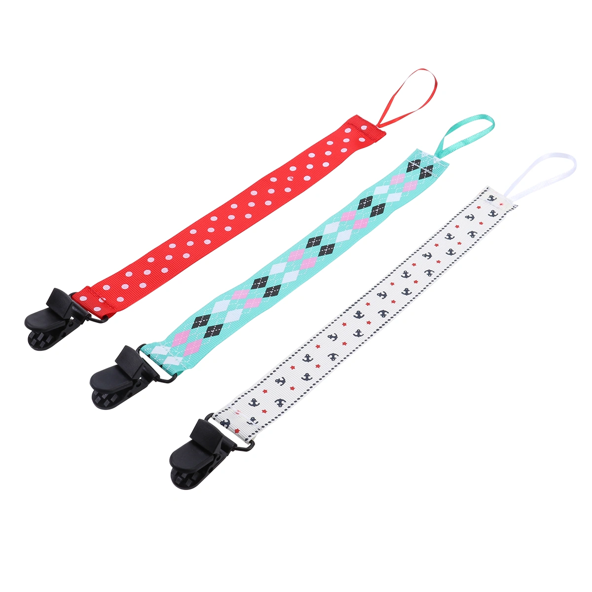 3Pcs Baby Infant Boy Girl Dummy Pacifier Soother Leash Strap Chain Clip Holder